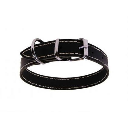 Zgărzi, lese, hamuri câini - Zgardă câini adult piele naturală neagră 1.4/38 cm