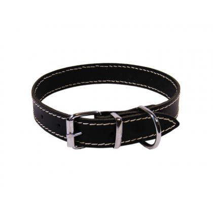 Zgărzi, lese, hamuri câini - Zgardă câini adult piele naturală neagră 2.5/48 cm