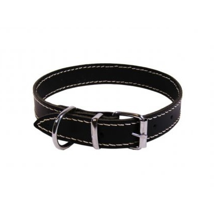 Zgărzi, lese, hamuri câini - Zgardă câini adult piele naturală neagră 3/68 cm