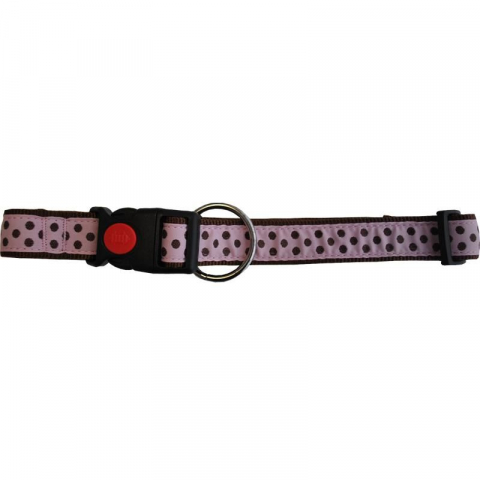 Accesorii caini - ZGARDA NYLON PENTRU CAINI BULINE PINK CLICK 25MM*45-75