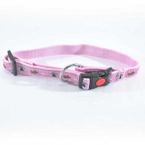 Zgarzi, lese, hamuri caini - ZGARDA NYLON PENTRU CAINI MOL CU MODEL PINK CLICK 20MM*35-55CM/L0902.20055A
