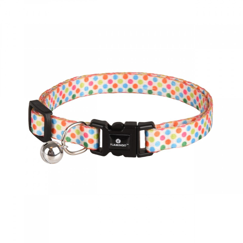 Zgarzi si hamuri pisici - ZGARDA PENTRU PISICI FLAMINGO ARYA BULINE MULTICOLORE 20-35CMx10MM