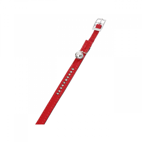 Zgarzi si hamuri pisici - ZGARDA PENTRU PISICI FLAMINGO MONTE CARLO RED&amp;BLACK CU CLOPOTEL&amp;STRASURI 22-25CMx11MM