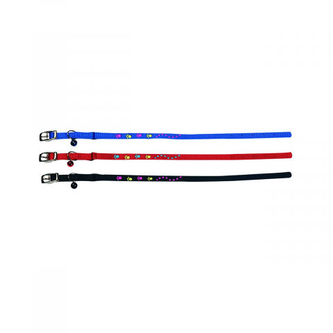 Accesorii pisici - ZGARDA PENTRU PISICI FLAMINGO PAW PRINT CU CLOPOTEL 30CMx10MM