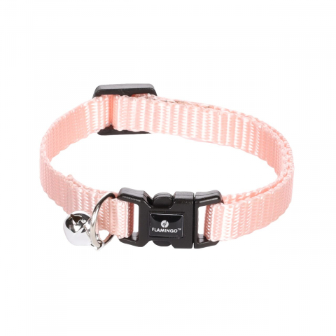 Zgarzi si hamuri pisici - ZGARDA PENTRU PISICI FLAMINGO ZIGGI LIGHT PINK CU CLOPOTEL 30CM