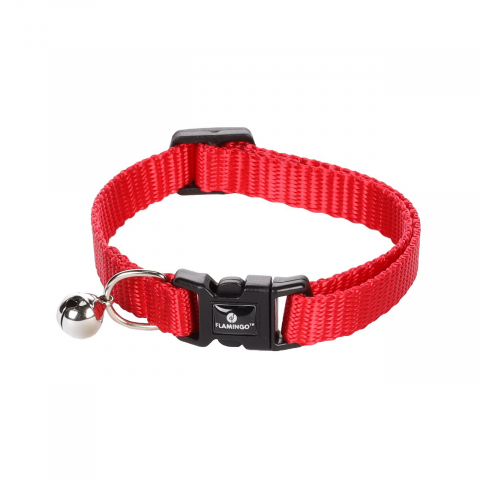 Zgarzi si hamuri pisici - ZGARDA PENTRU PISICI FLAMINGO ZIGGI RED CU CLOPOTEL 20-35CM