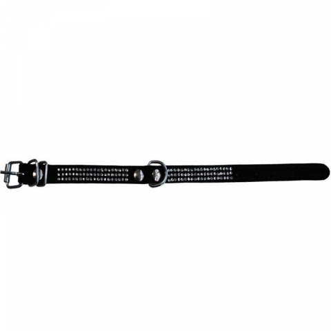 Caini - ZGARDA VELUR PENTRU CAINI MILAN STRASURI 3 RANDURI 25CM
