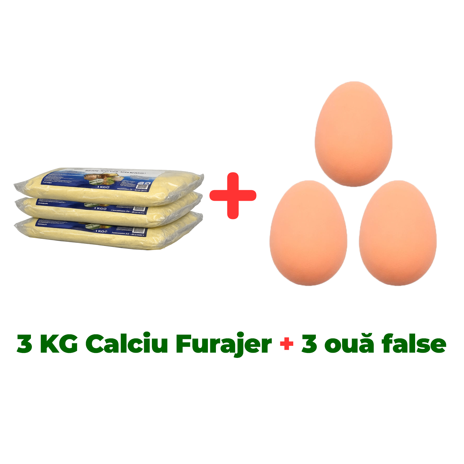 Product Image for 3 KG Calciu furajer vitaminizat + 3 ouă false de găină