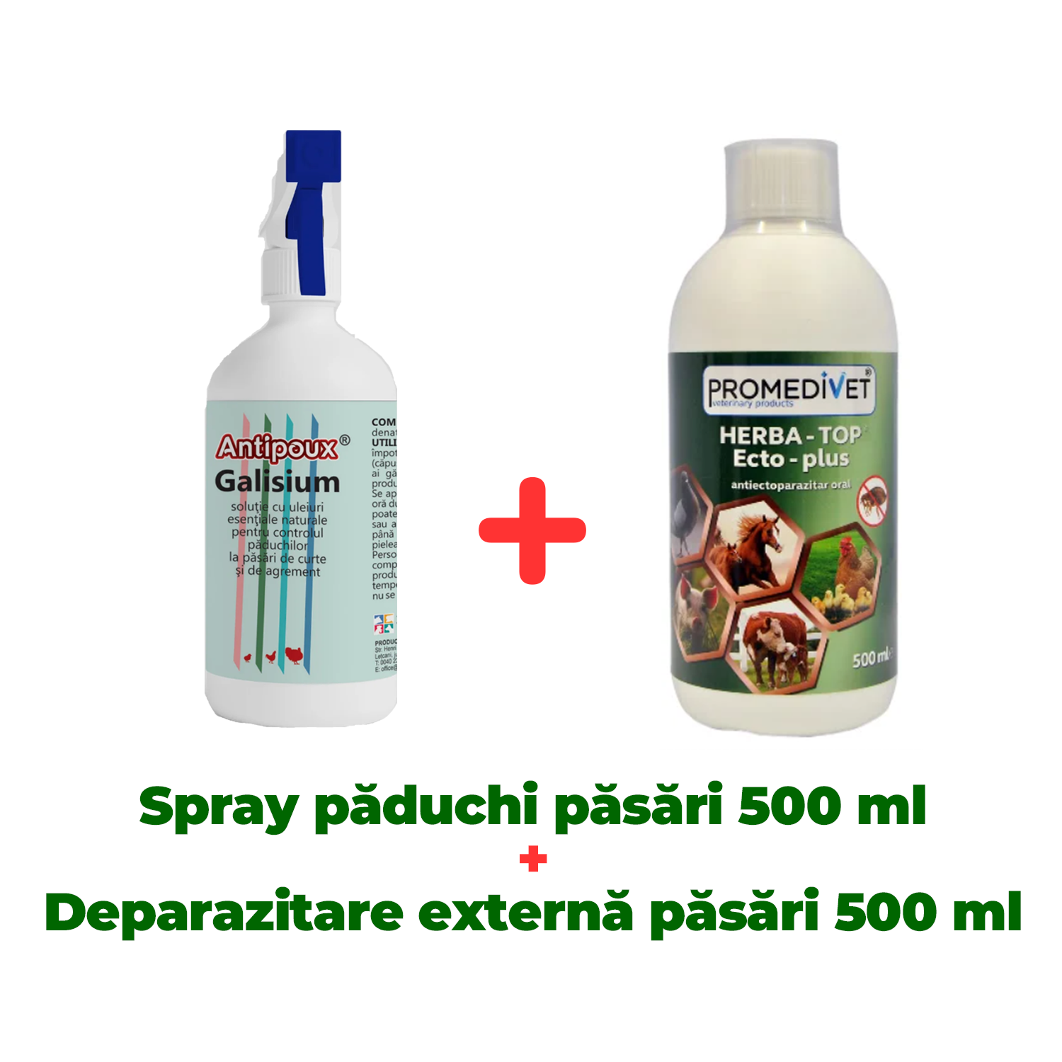 Product Image for Spray antiparazitar pentru păsări Antipoux Galisium 500 ml + Antiparazitar extern pentru păsări Herba-Top Ecto-Plus 500 ml