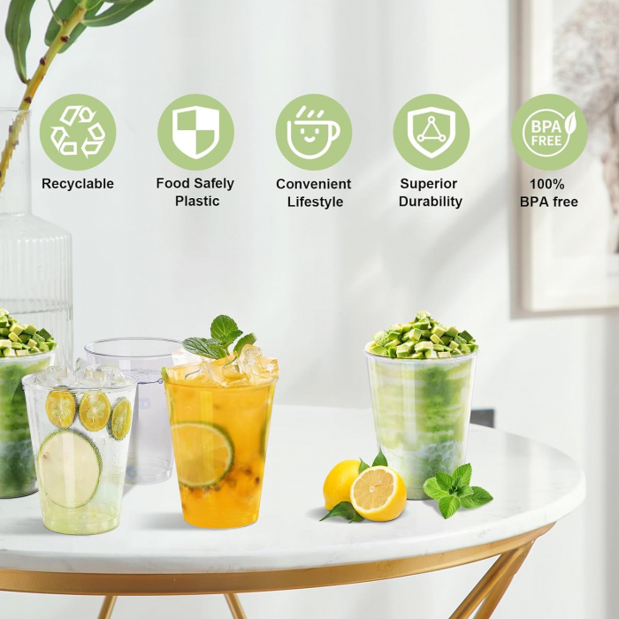 100 de Pahare din Plastic, 240 ml, Reutilizabile, Transparente, pentru Petreceri, Cocktailuri, Aniversări - CA NOU [4]