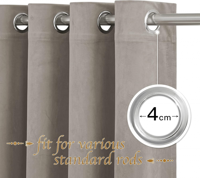 Set draperii Pony Dance, cafeniu închis,2 buc 260 x 132, cu inele [3]