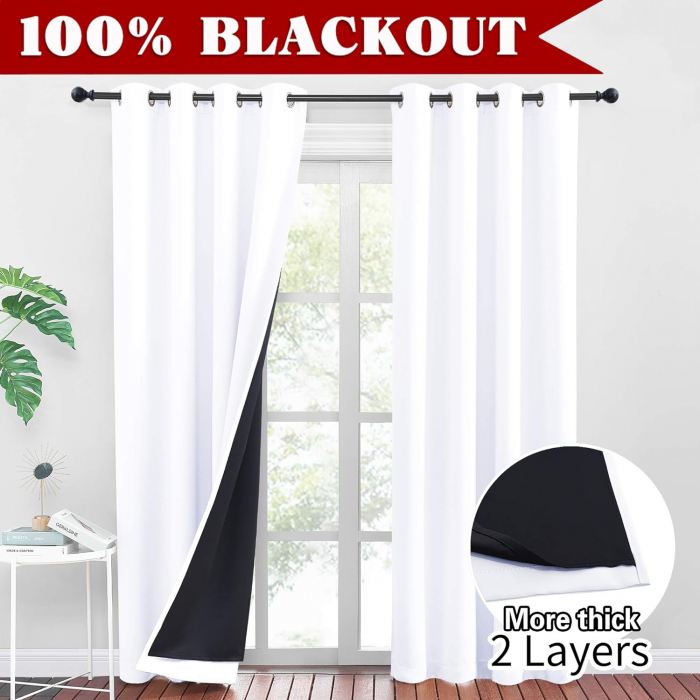 Set draperii Pony Dance, alb , 2 buc 240 x 140, 100% întuneric, inele [2]