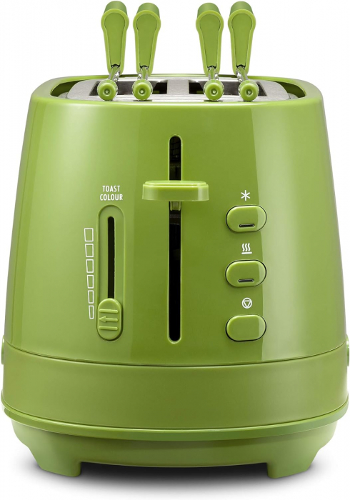Prăjitor de pâine cu clești DeLonghi CTLAP2203, 6 nivele, design elegant, verde - CA NOU [2]
