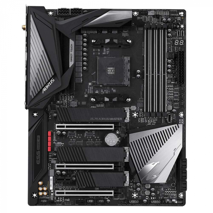 GIGABYTE X570 AORUS Master Placă de bază cu VRM Digital Direct 14 Phase Infineon, Triple PCIe 4.0 M.2 cu Protecții Termice, Intel WiFi 6 802.11ax, ESS Sabre HiFi 9118, 2.5GbE+1GbE LAN -CU PARTICULARIT [2]