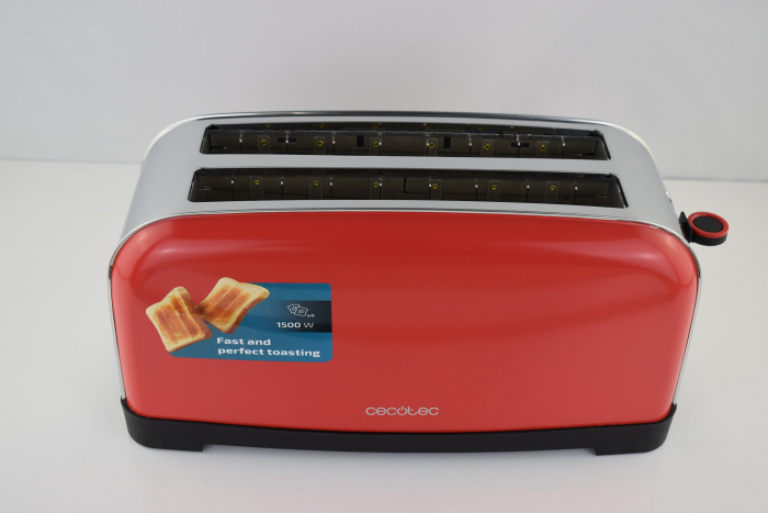 Prăjitor de pâine CECOTEC cu 2 fante lungi 1500W,7 niveluri de rumenire roșu - CA NOU [8]
