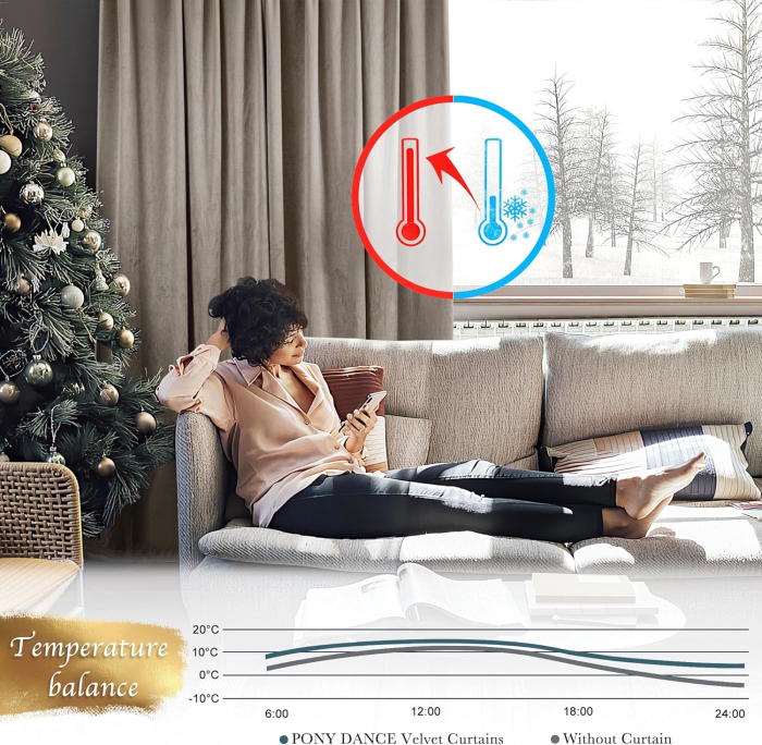 Set draperii Pony Dance, cafeniu închis,2 buc 260 x 132, cu inele [7]