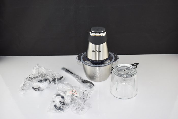 Tocator electric DR.ZERO cu 2 recipiente de mixare, 500W, capacitate de 1,2L și 0,6L, 2 trepte de viteză, 4 lame din oțel inoxidabil - CA NOU [8]