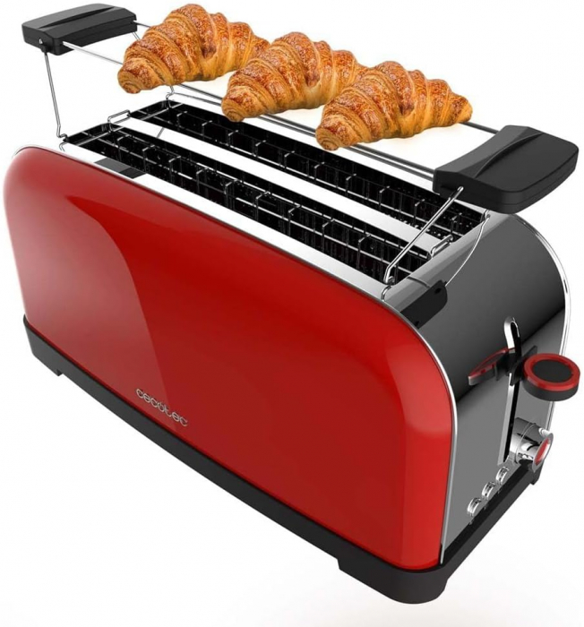Prăjitor de pâine CECOTEC cu 2 fante lungi 1500W,7 niveluri de rumenire roșu - CA NOU [5]