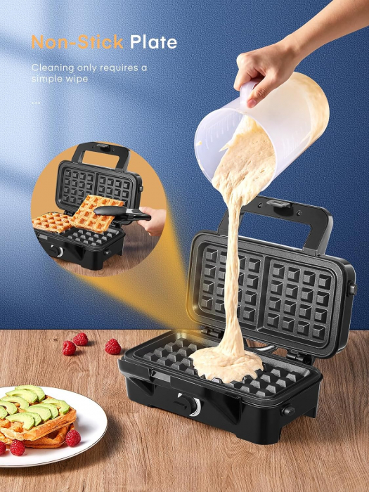 HOUSNAT Sandwichmaker 3 în 1 - Aparat de făcut vafe, Grătar, Toaster pentru sandwich-uri - 1200W cu reglare a temperaturii în 5 trepte - Decent  [4]