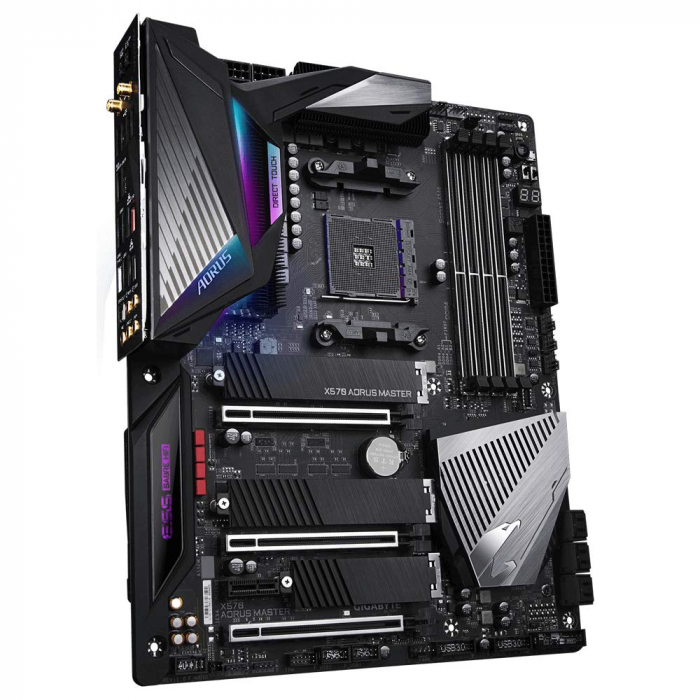 GIGABYTE X570 AORUS Master Placă de bază cu VRM Digital Direct 14 Phase Infineon, Triple PCIe 4.0 M.2 cu Protecții Termice, Intel WiFi 6 802.11ax, ESS Sabre HiFi 9118, 2.5GbE+1GbE LAN -CU PARTICULARIT [3]