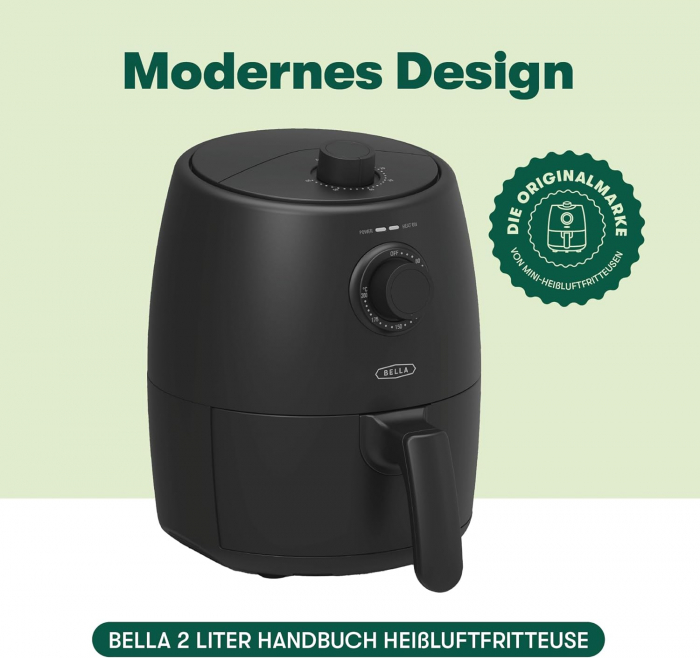 Aerofriteuză Manuală 2 L(Air Fryer), Multicuptor 5-în-1, 1200 W, Negru Mat [2]