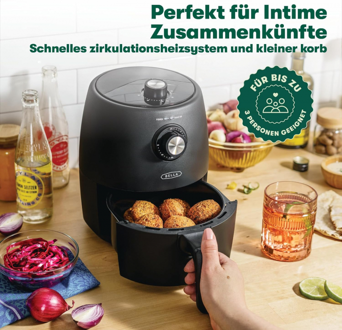 Aerofriteuză Manuală 2 L(Air Fryer), Multicuptor 5-în-1, 1200 W, Negru Mat [4]