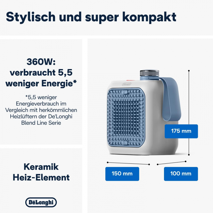 Aerotermă De'Longhi HFX10B03.LB silențios, cu grilă orientabilă, termostat de siguranță - BUN [2]