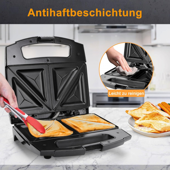 Aigostar Sandwichmaker, 800W, Acoperire Antiaderentă, Depozitare Verticală, Picioare Antiderapante, Fără BPA - BUN [3]