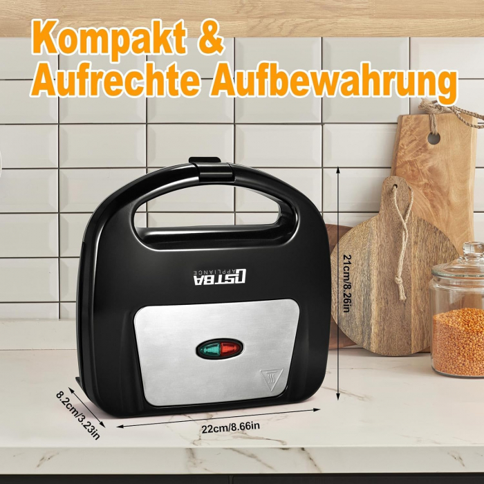 Aparat de făcut vafe, TIASTAR, 2 vafe, temperatură automată, 750W - BUN [3]