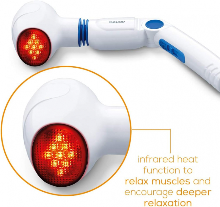Aparat de masaj, Beurer, Caldura in infrarosu, 3 niveluri functionale, 4 atasamente, Alb/Albastru -CA NOU [3]