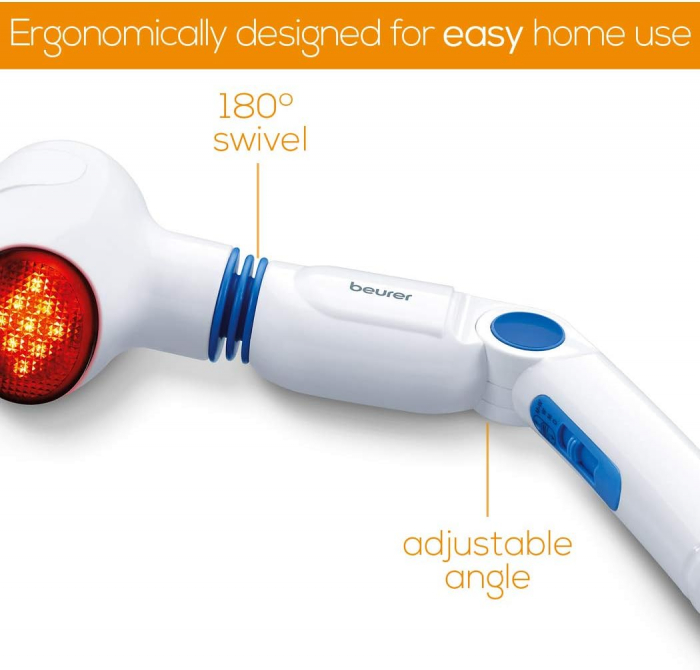 Aparat de masaj, Beurer, Caldura in infrarosu, 3 niveluri functionale, 4 atasamente, Alb/Albastru -CA NOU [5]