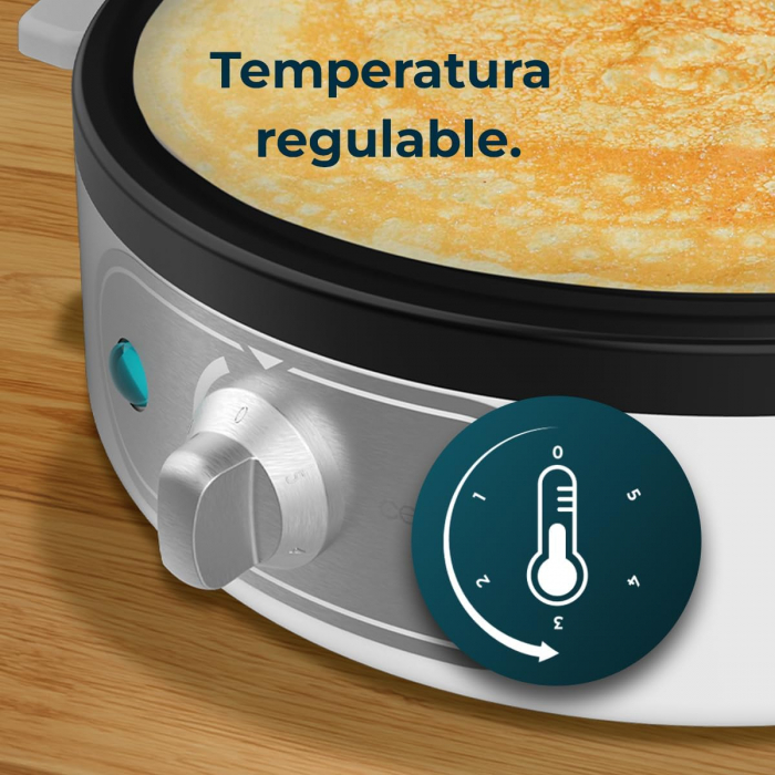 Aparat pentru preparat clătite Cecotec Fun Creepy. Putere 1200W, Acoperire antiaderentă, Role pentru întinderea aluatului și Spatulă, Putere reglabilă, Diametru de 30,5cm -FOARTE BUN [6]