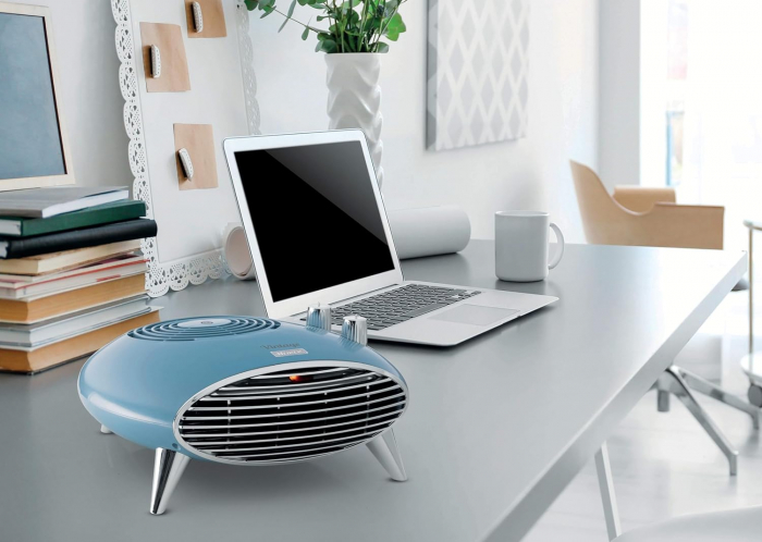 Ariete 8211 Aerotermă de masă, Încălzitor electric, 2000 W, Termostat, silențios, Grilaj și picioare cromate, Albastru deschis -CA NOU [4]