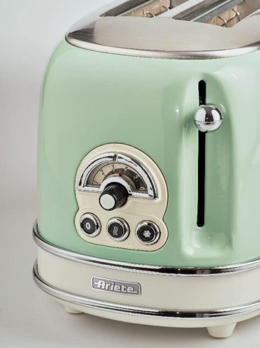 Ariete Vintage 155, Prăjitor de pâine pentru 2 felii, Prăjitor retro cu 6 niveluri de prăjire, 810W -Verde [2]