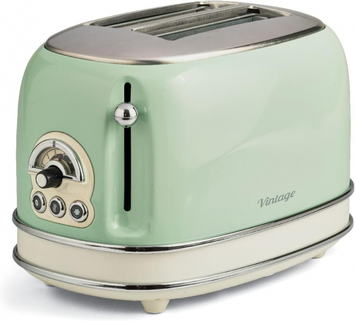 Ariete Vintage 155, Prăjitor de pâine pentru 2 felii, Prăjitor retro cu 6 niveluri de prăjire, 810W -Verde [4]