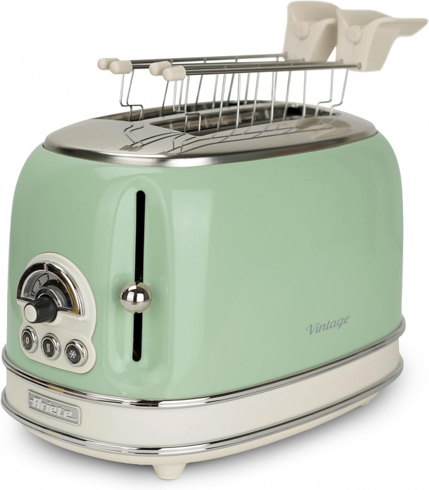 Ariete Vintage 155, Prăjitor de pâine pentru 2 felii, Prăjitor retro cu 6 niveluri de prăjire, 810W -Verde [1]