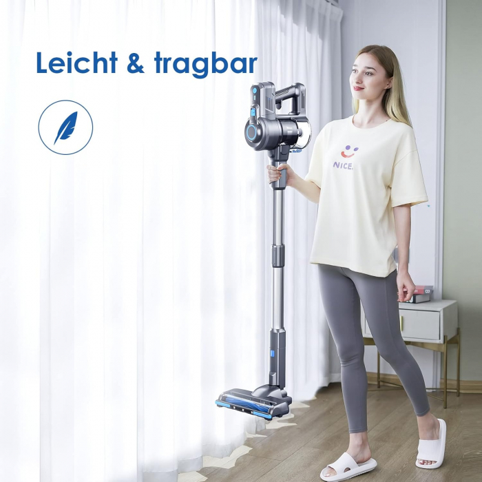 Aspirator fără Fir 6-1 cu Acumulator Detașabil, Lumină LED, Aspirator de Mână pentru Pardoseli Dure, Covor, Plăci de Marmură, Păr de Animale - BUN [6]