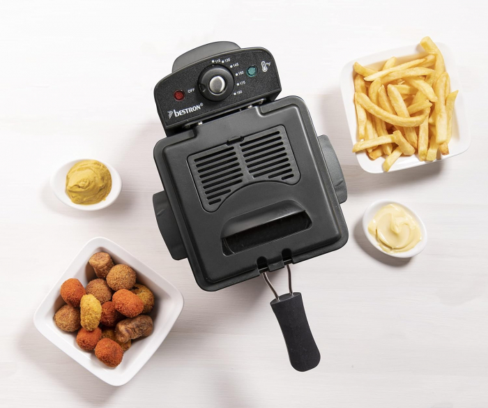 Bestron Friteuză cu Ulei, pentru Cartofi Prăjiți, Pește sau Nuggets, Temperaturii până la 190°C, cu Coș din Oțel Inoxidabil, Fereastră și Filtru de Ulei - FOARTE BUN [4]