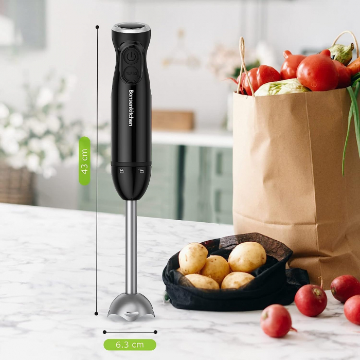 Blender de Mână Bonsenkitchen, 1000W, Inox, Viteze Reglabile, HB3201 (Negru) -CA NOU [5]