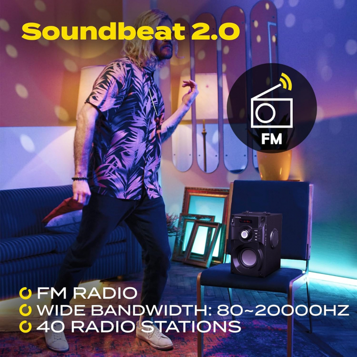 Boxă Bluetooth Overmax Soundbeat 2.0, cu port USB, slot SD, intrare AUX, radio, Jack Mini de 3,5 mm, conectivitate Bluetooth 2.1, suport MP3, afișaj LED. -CA NOU [8]