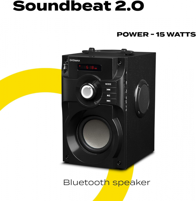 Boxă Bluetooth Overmax Soundbeat 2.0, cu port USB, slot SD, intrare AUX, radio, Jack Mini de 3,5 mm, conectivitate Bluetooth 2.1, suport MP3, afișaj LED. -CA NOU [5]