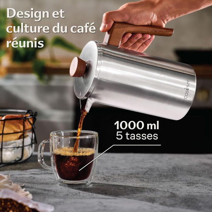 Cafetieră cu presă franceză de Inox 1L pentru 5 Cești - CA NOU [2]