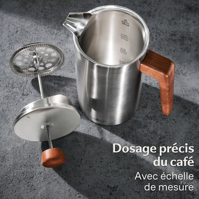 Cafetieră cu presă franceză de Inox 1L pentru 5 Cești - CA NOU [3]
