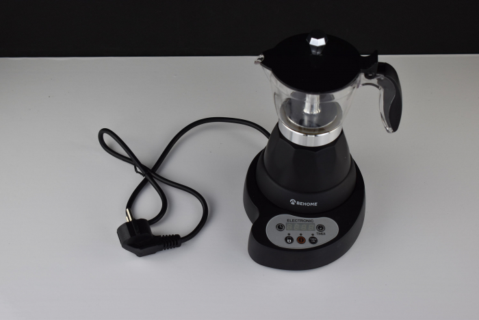 Cafetieră electrică programabilă BEHOME Moka Electrică pentru 3 cești cu timer, cafea caldă timp de 30 de minute, din aluminiu, - BUN [6]