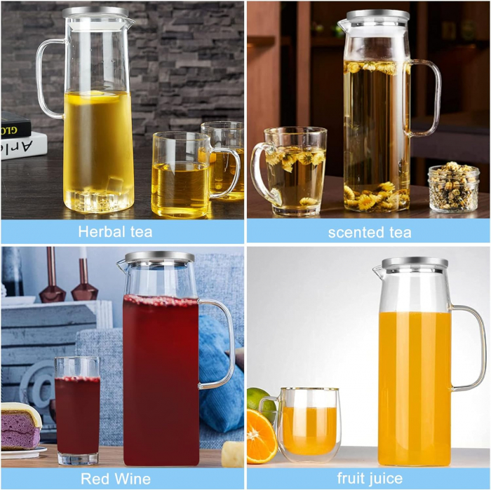 Carafe de sticlă Nutabevr, 1,5 litri, capac din oțel inoxidabil, -CA NOU [4]