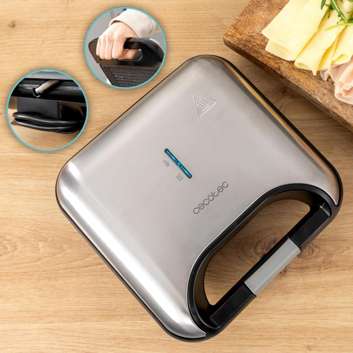 Cecotec Sandwich Maker Rock'nToast Grill+, 800W, Acoperire RockStone, Ecologică fără PFOA - FOARTE BUN [6]