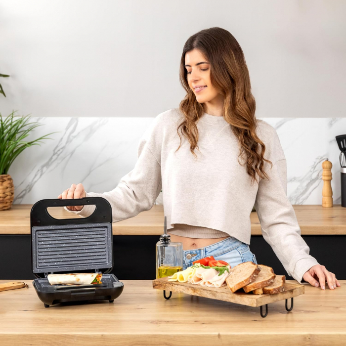 Cecotec Sandwich Maker Rock'nToast Grill+, 800W, Acoperire RockStone, Ecologică fără PFOA - FOARTE BUN [3]