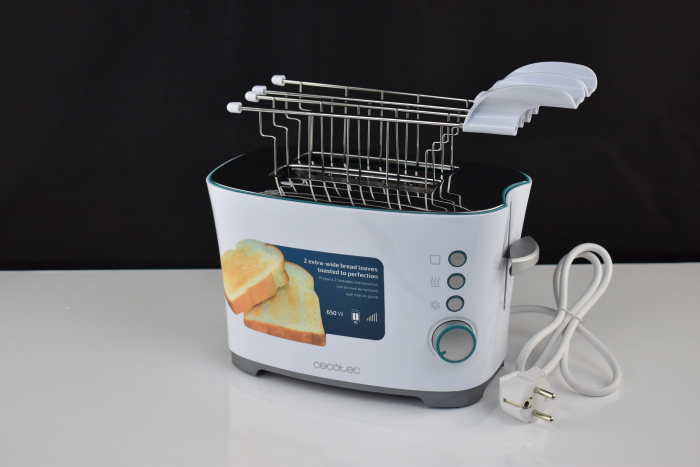 Cecotec Toaster vertical Toast&Taste Double W, 650 W, Două fante late pentru 2 felii de pâine - Include clești de îndepărtare - CA NOU [7]