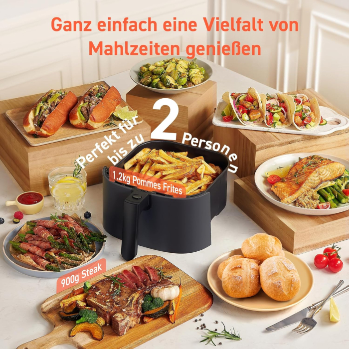 COSORI Airfryer, Friteuză cu Aer Cald 7-în-1, până la 230°C & 55 dB Silențioasă, peste 100 de rețete, ideală pentru pui, friptură, bacon, alimente congelate, economisește 55% energie, compatibilă cu m [6]