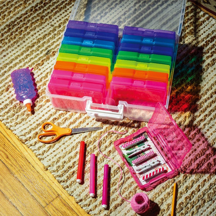 Cutie de Depozitare Novelinks cu Capac și Mâner, 16 Cutii Mici Colorate pentru Depozitarea Accesoriilor de Meșteșug, Fotografii și Alte Utensile, Plastic, 17 x 11 cm - CA NOU [4]